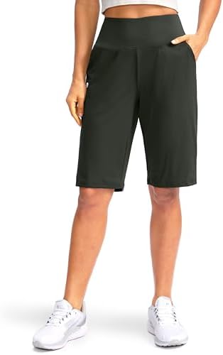 Women's 12" high-waist bermuda shorts, olive