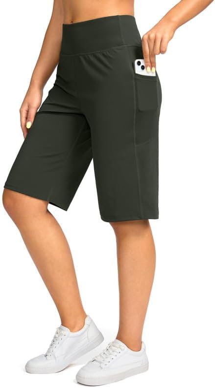 Women's 12" knee-length bermuda shorts, olive