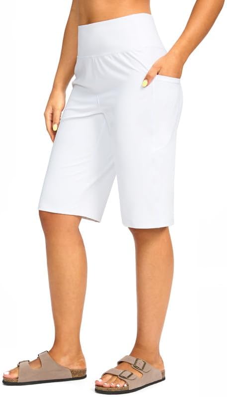 Women's 12" knee-length bermuda shorts, white