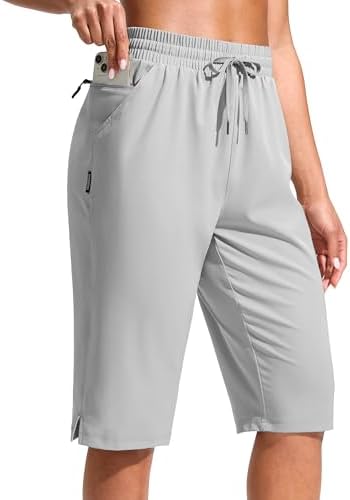 Women's 13" hiking shorts, three pockets, bright grey