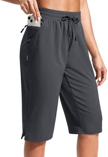 Women's 13" hiking shorts, three pockets, dark grey