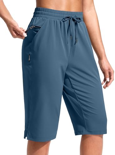 Women's 13" hiking shorts, three pockets, dusty blue