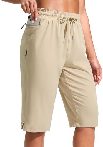 Women's 13" hiking shorts, three pockets, light khaki