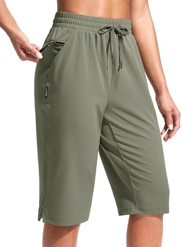 Women's 13" hiking shorts, three pockets, sage grey