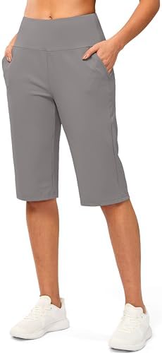 Women's 14" knee-length shorts, light grey