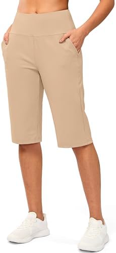 Women's 14" knee-length shorts, light khaki