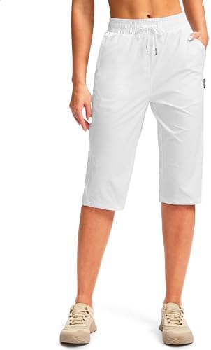 Women's 15" below-knee hiking capris, white