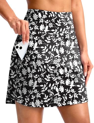Women's 18" golf skort, black flower