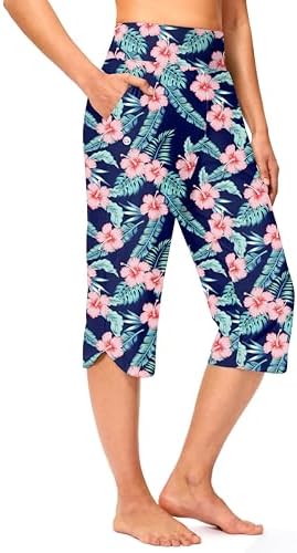 Women's 18" swim capri pants, navy flower