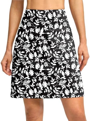 Women's 19" high-waist skort, black flower