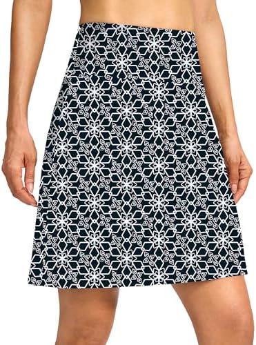 Women's 19" high-waist skort, black geometry