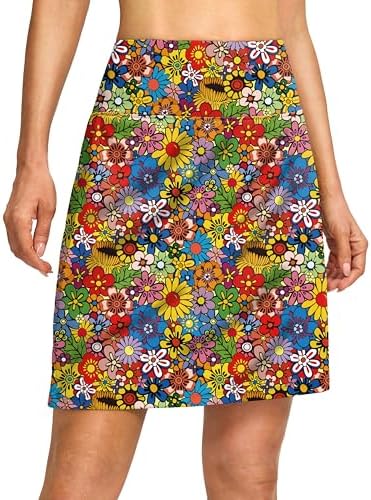 Women's 19" high-waist skort, colorful flower