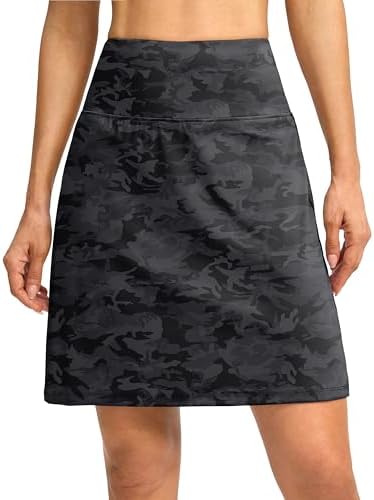 Women's 19" high-waist skort, grey camo