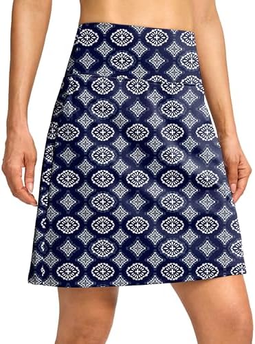 Women's 19" high-waist skort, navy flower