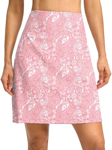 Women's 19" high-waist skort, pink paisley