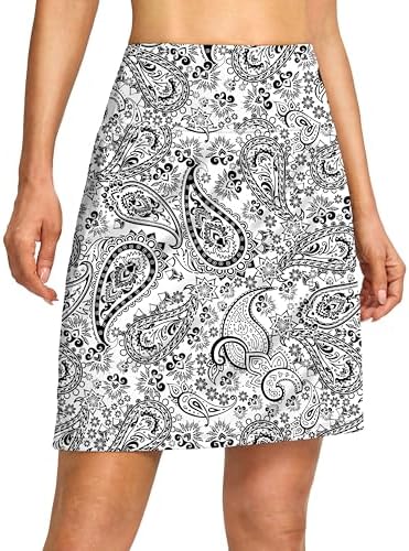 Women's 19" high-waist skort, white paisley