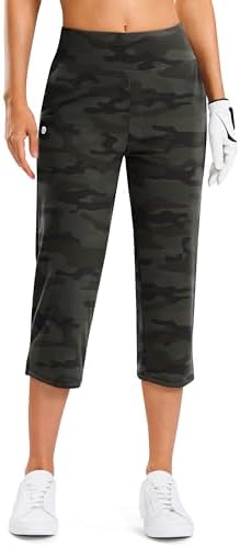 Women's 20" golf capris, four pockets, green camo