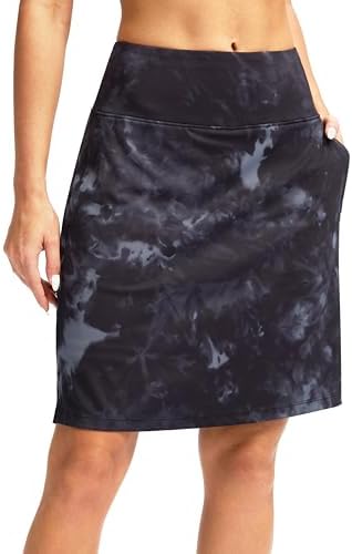 Women's 20" knee-length skort, black tie-dye