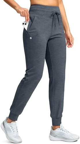 Women's 28" fleece-lined joggers, dusty blue heather