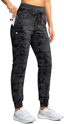 Women's 28" fleece-lined joggers, grey camo