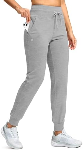 Women's 28" fleece-lined joggers, medium grey heather