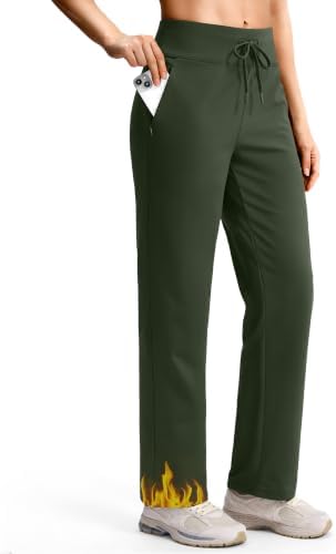 Women's 28" fleece-lined sweatpants, army green