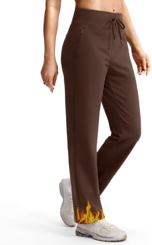 Women's 28" fleece-lined sweatpants, coffee