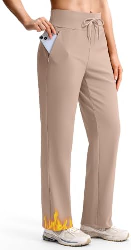 Women's 28" fleece-lined sweatpants, khaki
