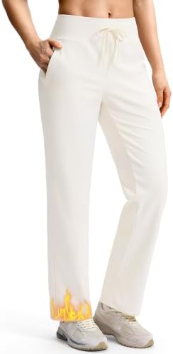 Women's 28" fleece-lined sweatpants, off-white