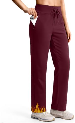 Women's 28" fleece-lined sweatpants, wine