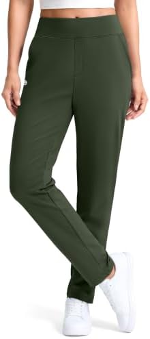 Women's 29" fleece-lined work pants, olive green
