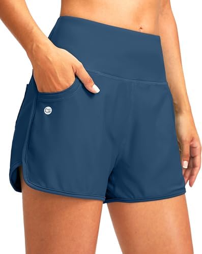 Women's 3" high-waist swim shorts, dark blue