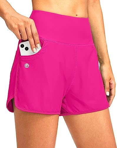 Women's 3" high-waist swim shorts, rosy