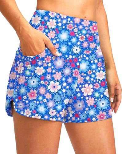Women's 3" high-waist swim shorts, sun flower