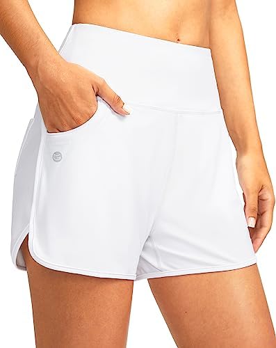 Women's 3" high-waist swim shorts, white