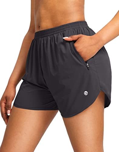 Women's 3" running shorts, two zip pockets, dark grey