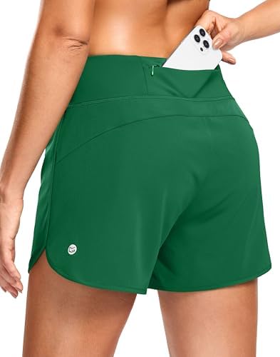 Women's 3" running shorts with pocket, green