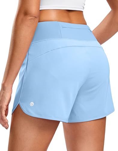 Women's 3" running shorts with pocket, light blue
