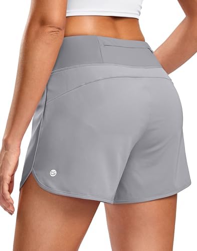 Women's 3" running shorts with pocket, light grey