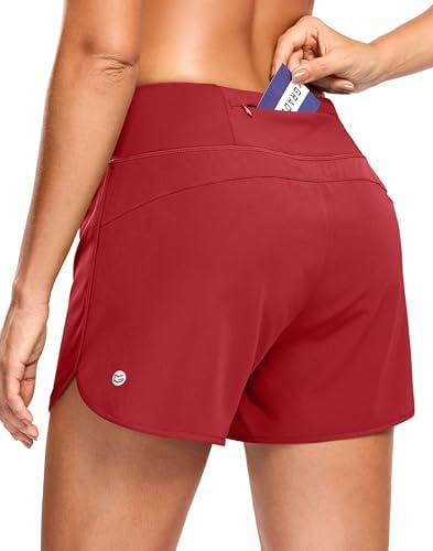 Women's 3" running shorts with pocket, red