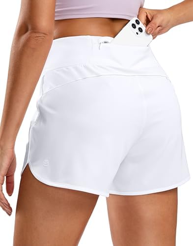 Women's 3" running shorts with pocket, white