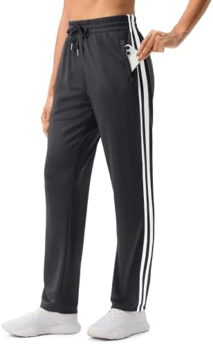 Women's 30" track pants, zip pockets, ash dark grey