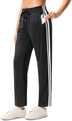 Women's 30" track pants, zip pockets, black