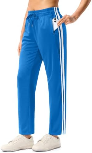 Women's 30" track pants, zip pockets, blue