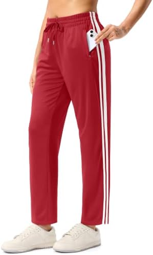 Women's 30" track pants, zip pockets, capsicum