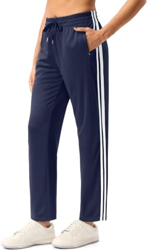Women's 30" track pants, zip pockets, dark navy