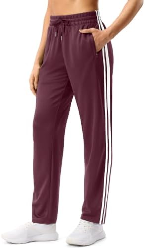 Women's 30" track pants, zip pockets, wine red