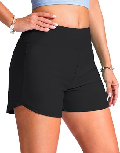 Women's 4" swim board shorts, black