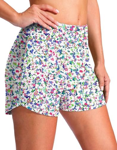 Women's 4" swim board shorts, boho flower