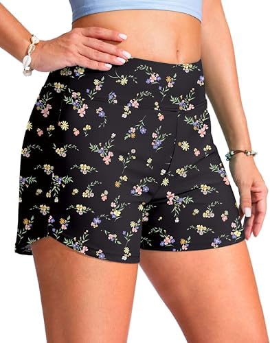 Women's 4" swim board shorts, colorful floral